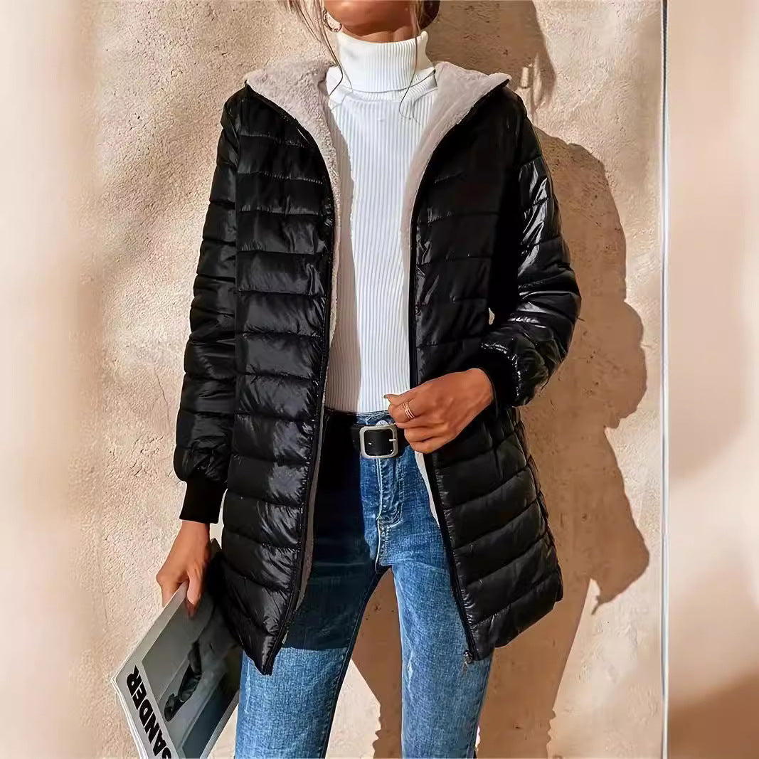 Kvinders Quilted Jakke Med Hætte