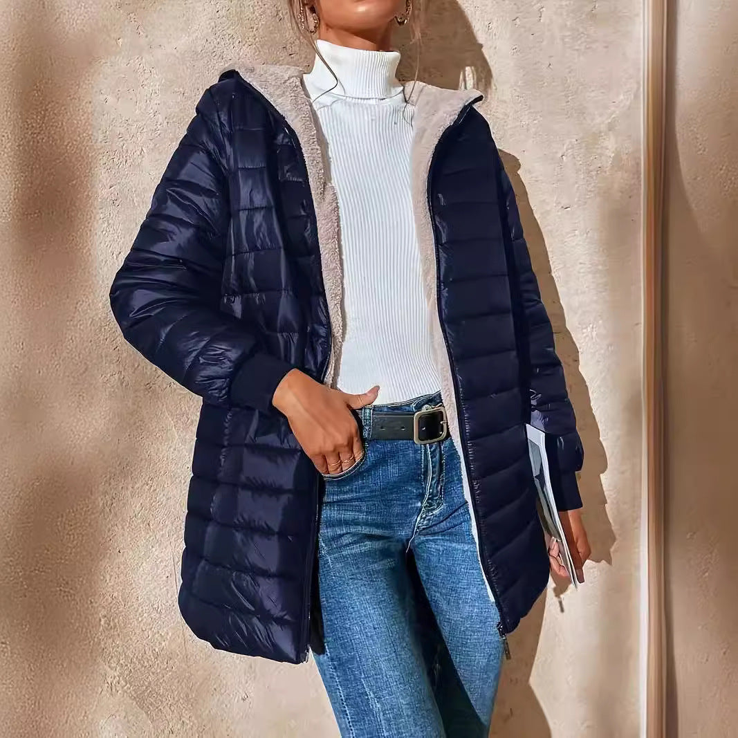 Kvinders Quilted Jakke Med Hætte