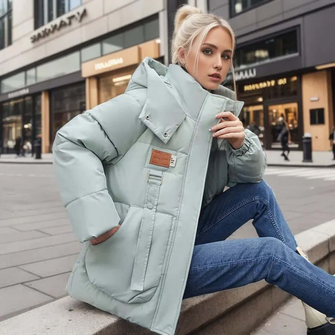 Kvinders Quilted Jakke Med Hætte