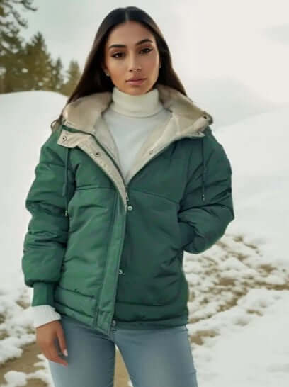 Kvinders Quilted Jakke med Fleece Foring og Hætte