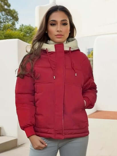 Kvinders Quilted Jakke med Fleece Foring og Hætte