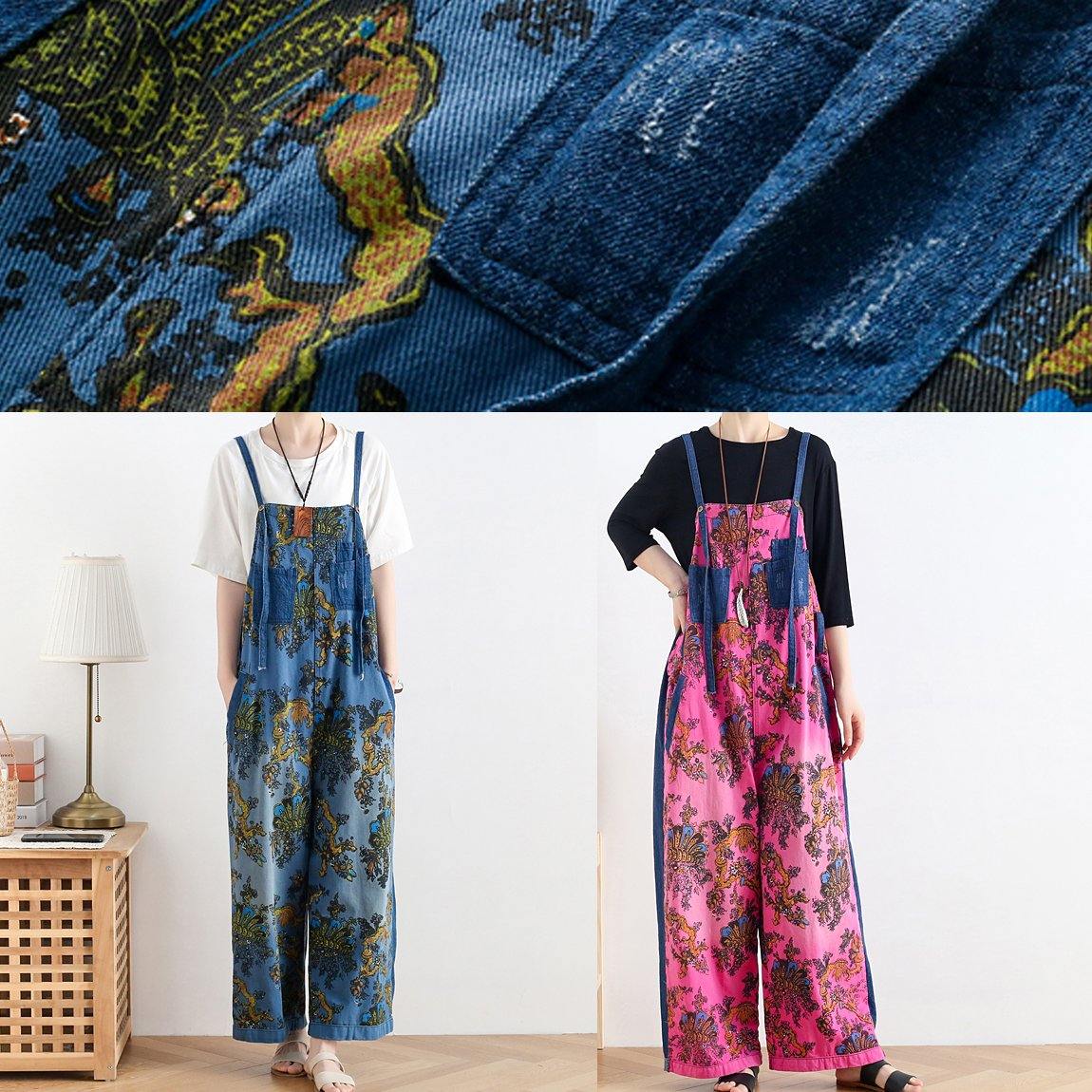 Kvinders Retro Etnisk Stil Denim Overalls