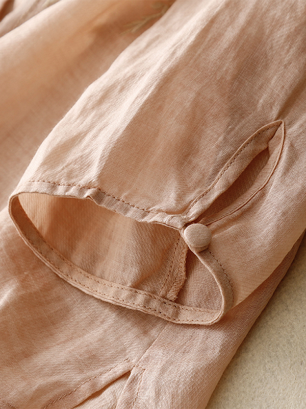 Kvinders Retro Top Rund Hals Linned Blend