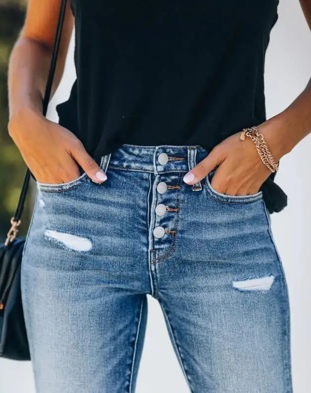 Kvinders Rippede Jeans Slim Fit
