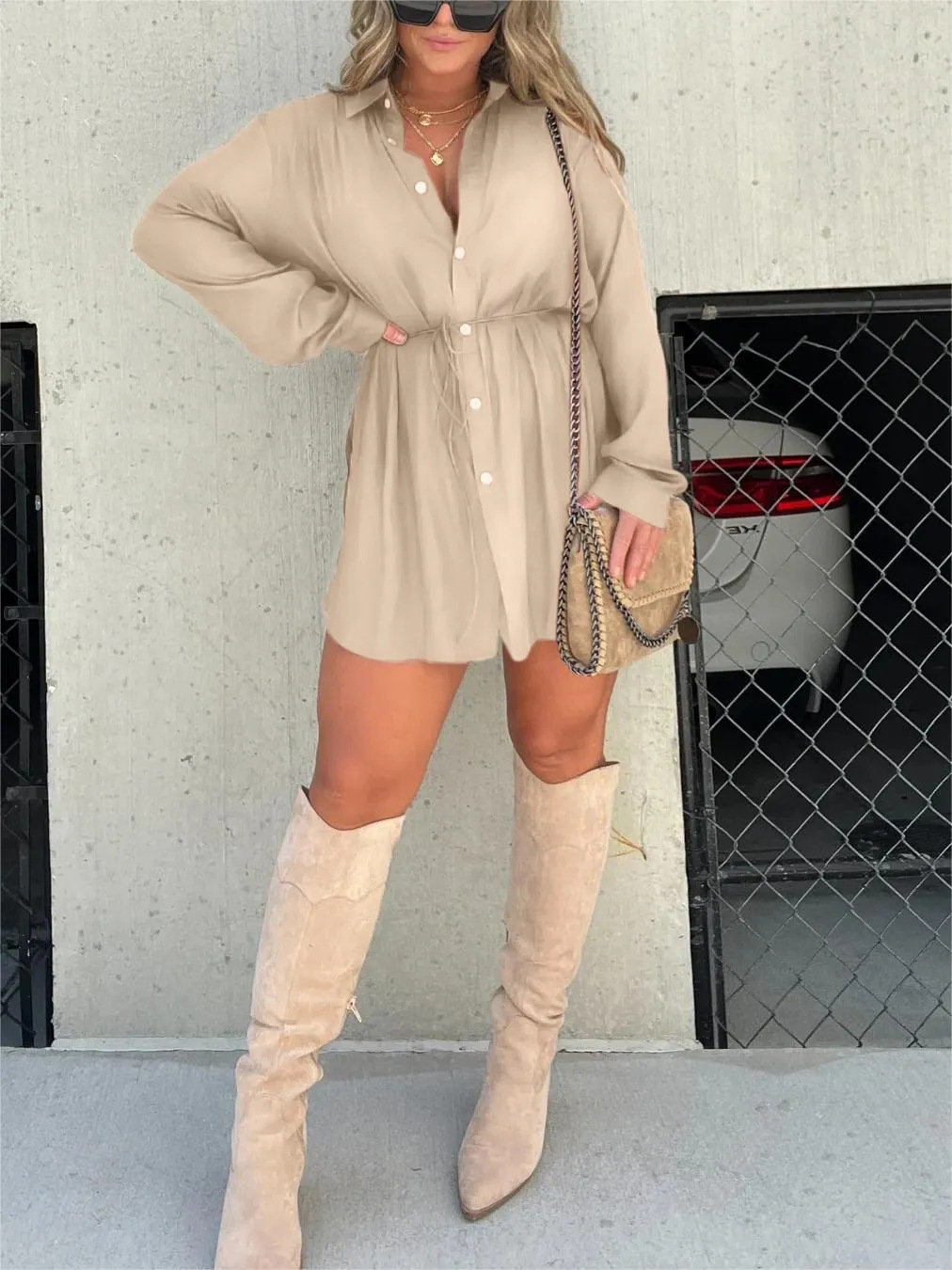 Kvinders Romper Kjole Satin Kort Trendy