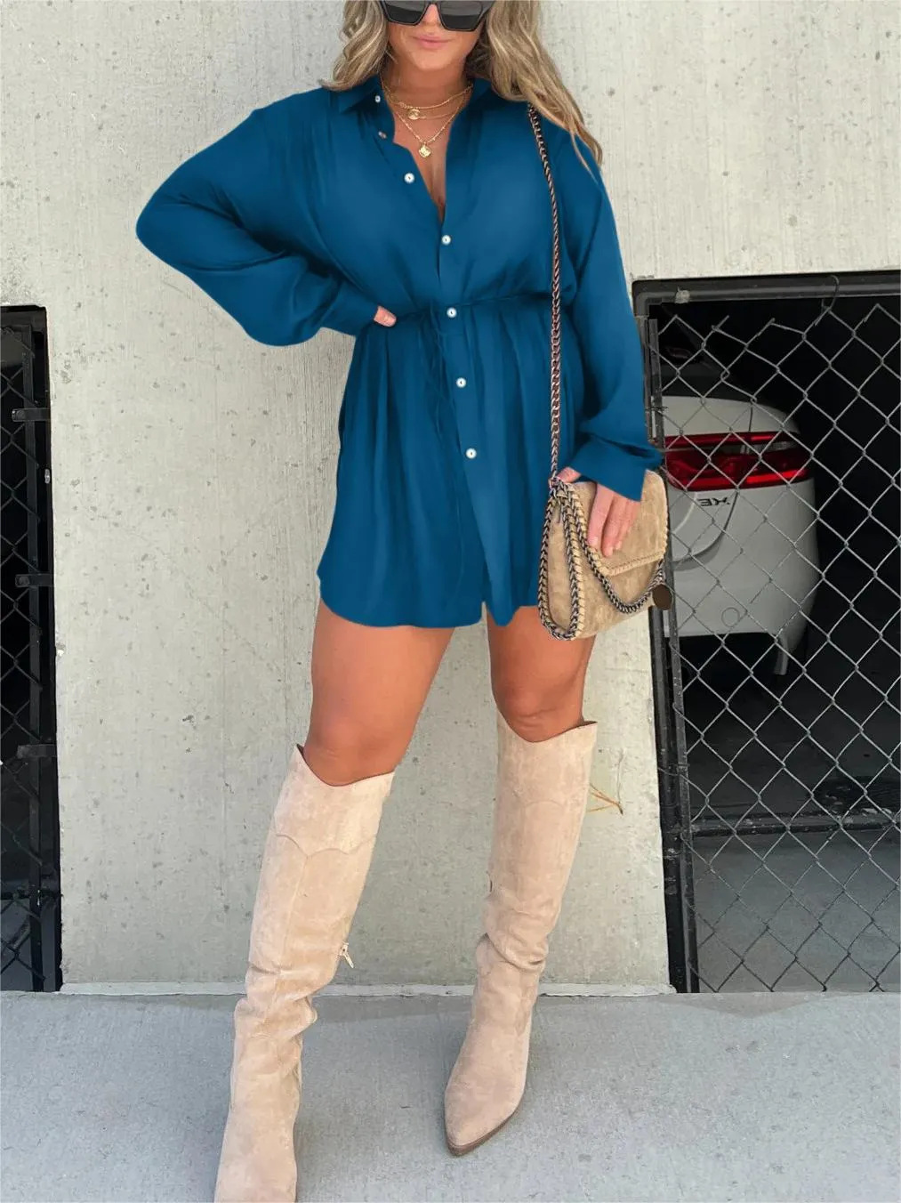 Kvinders Romper Kjole Satin Kort Trendy