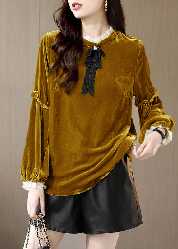 Kvinders Ruffled Patchwork Shirt