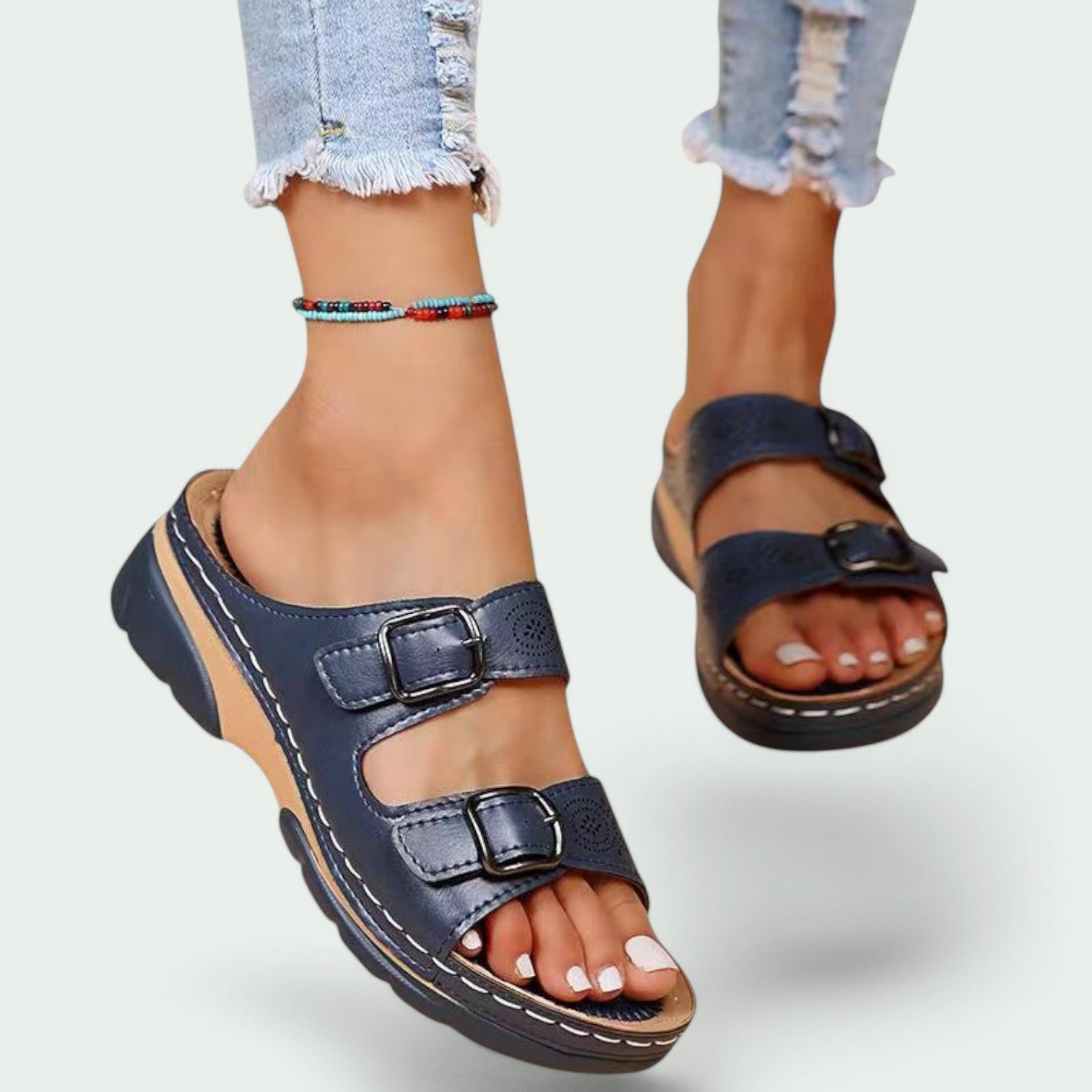 Kvinders Sandaler med Bred Hæl og Justerbar Design
