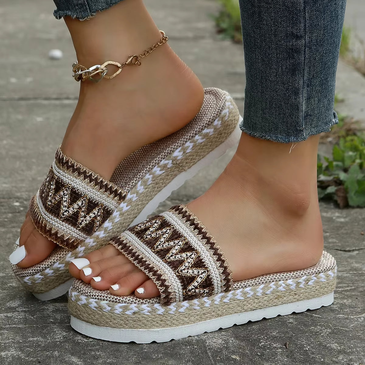 Kvinders Sandaler med Ergonomisk Design og Woven Detaljer