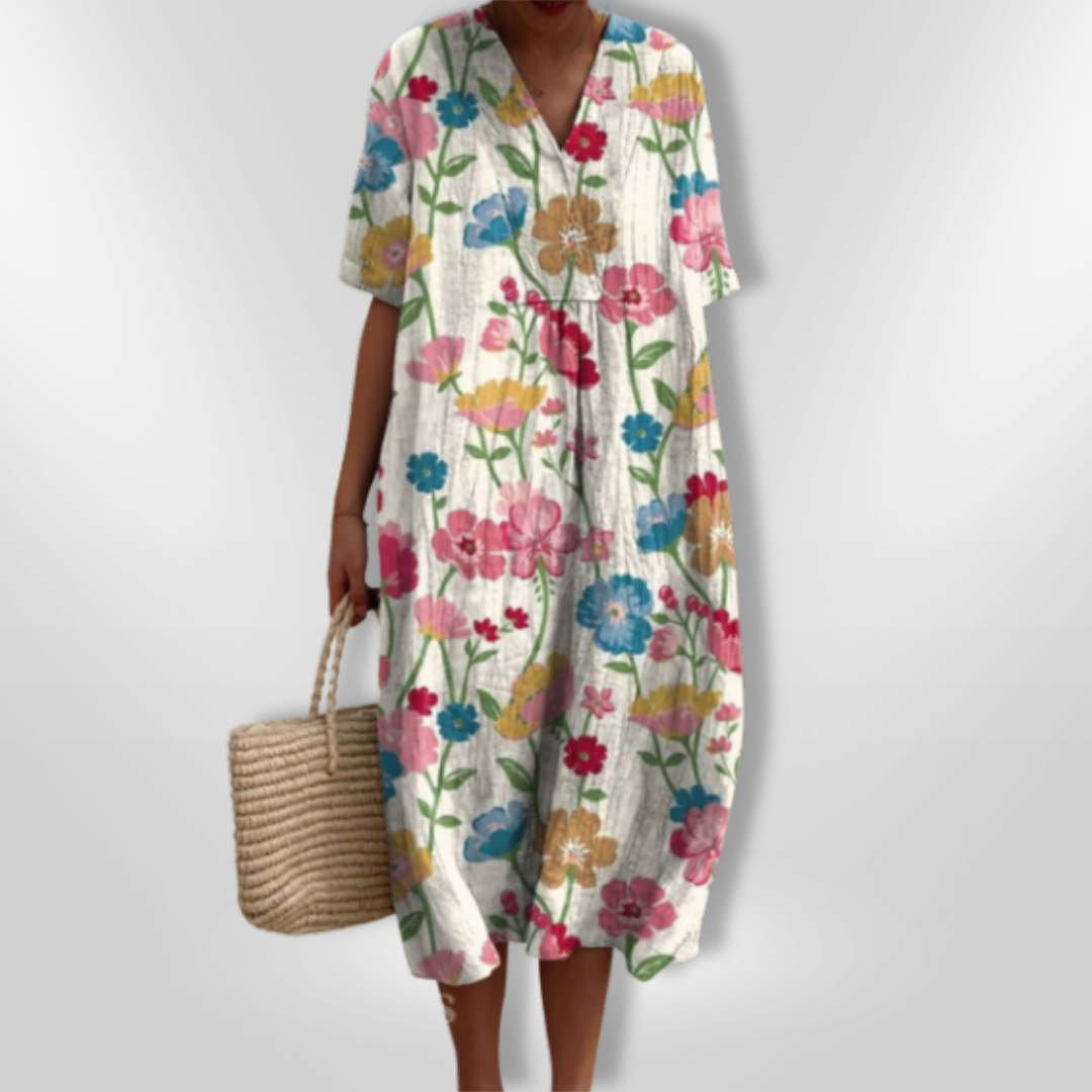 Kvinders Sommerkjole Blomsterprint V-udskæring