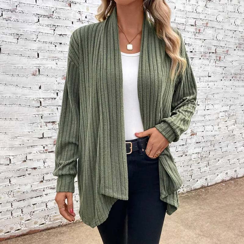 Kvinders Stribet Strik Sweater Med Unik Krave