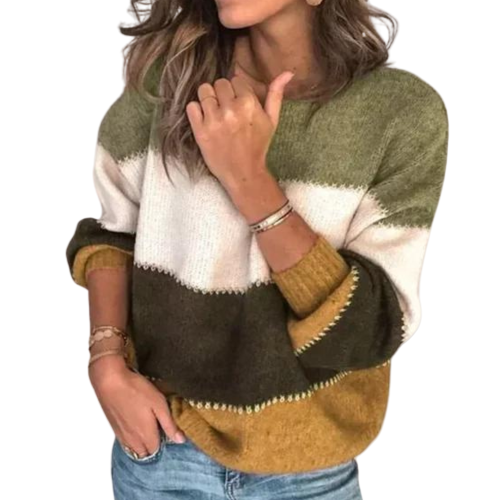 Kvinders Stribet Sweater i Klassisk Stil