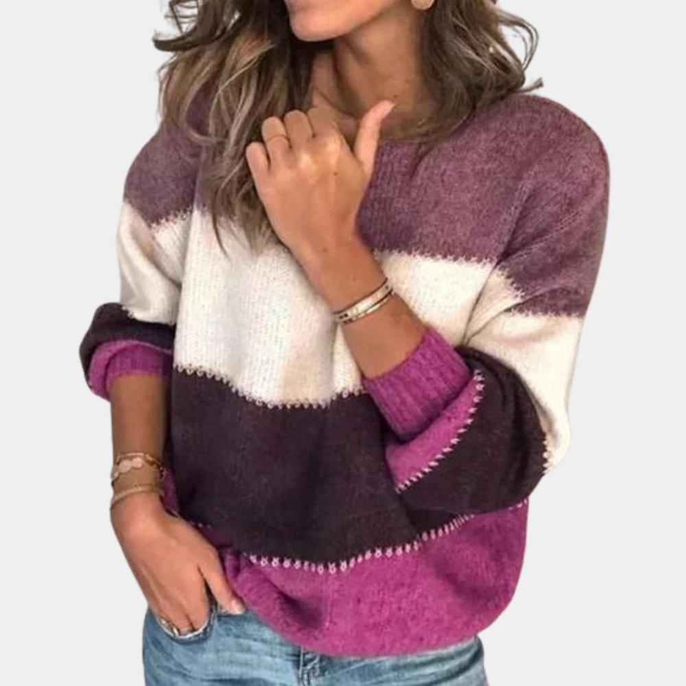 Kvinders Stribet Sweater i Klassisk Stil