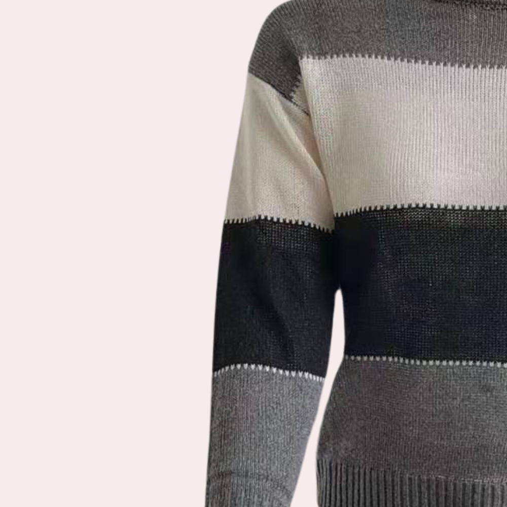 Kvinders Stribet Sweater i Klassisk Stil
