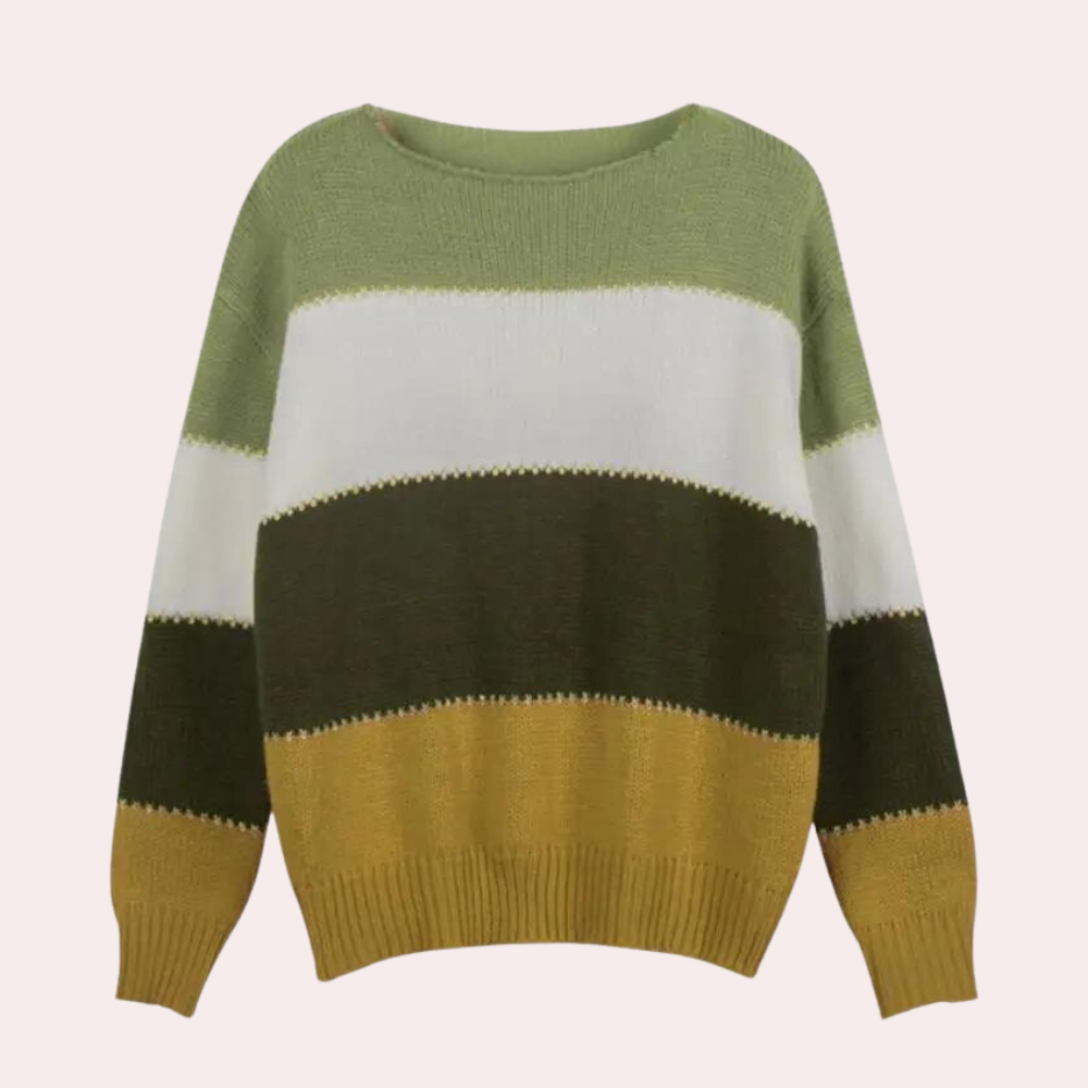 Kvinders Stribet Sweater i Klassisk Stil
