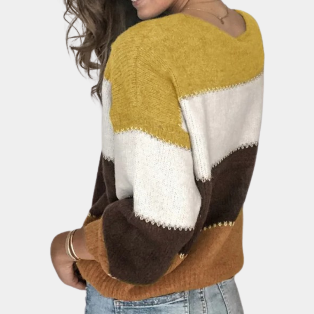 Kvinders Stribet Sweater i Klassisk Stil
