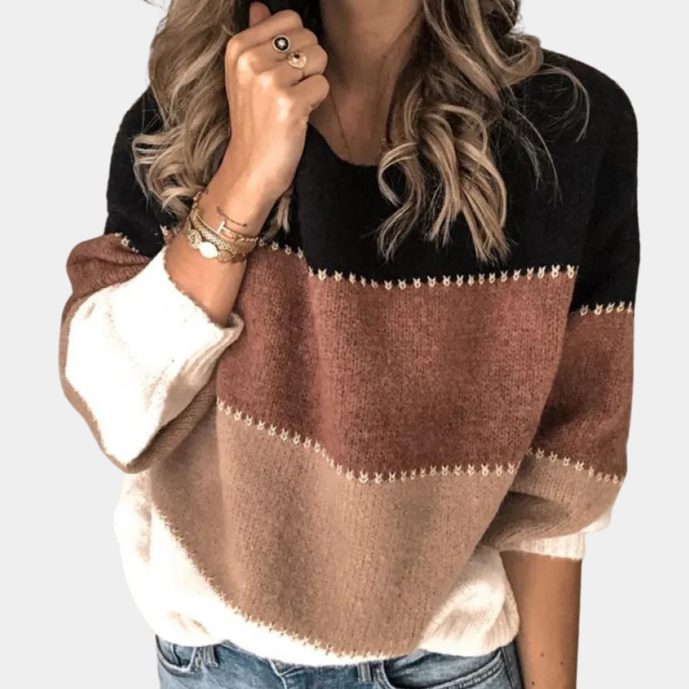Kvinders Stribet Sweater i Klassisk Stil