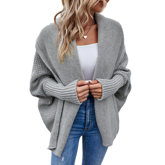 Kvinders Strikket Batwing Sweater Stilfuld