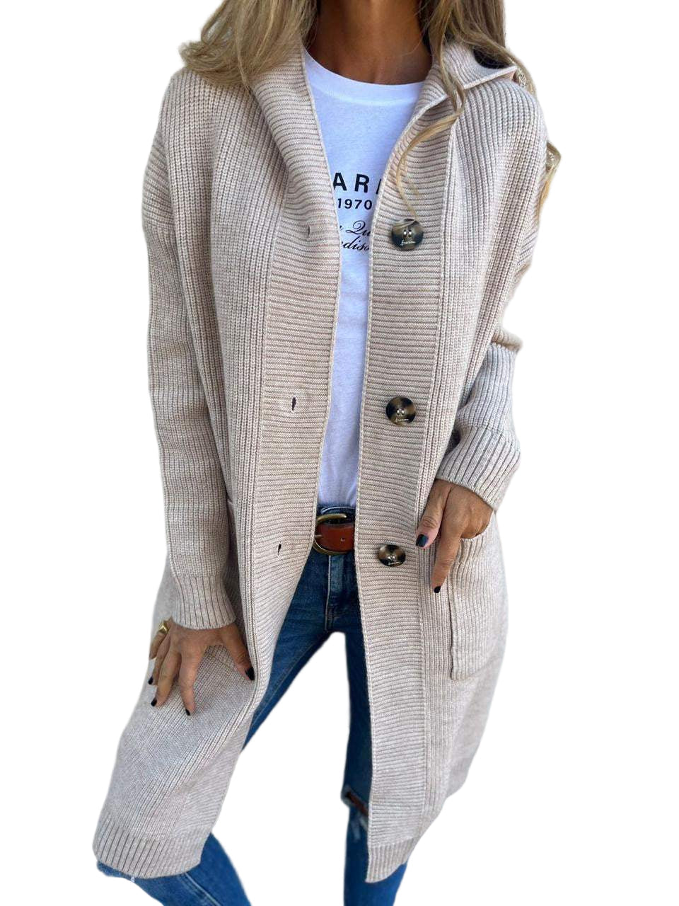 Kvinders Strikket Cardigan Klassisk Stil