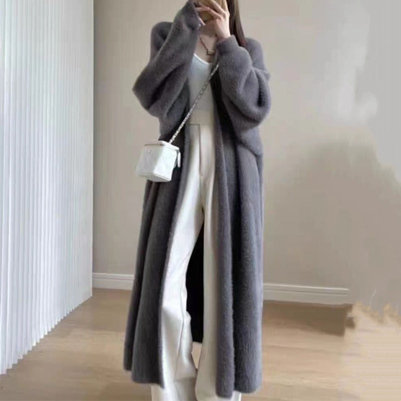 Kvinders Strikket Cardigan – Blød Fleece – Oversized Pasform