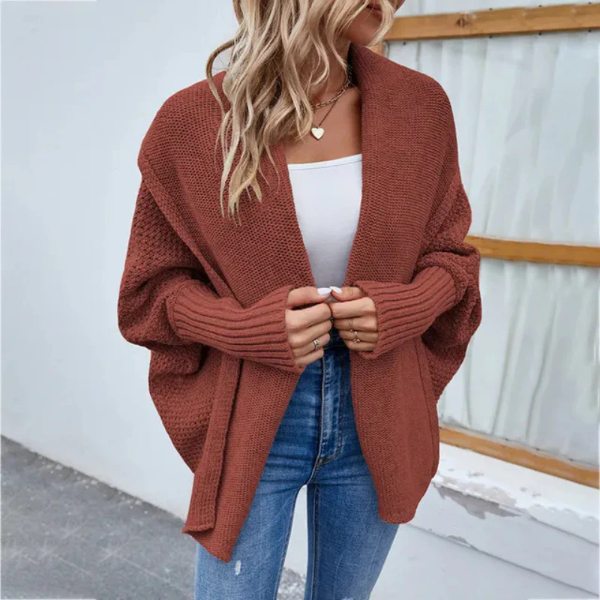 Kvinders Strikket Cardigan – Oversized Pasform – Åben Front