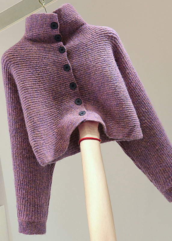 Kvinders Strikket Sweater med Rullekrave og Batwing Ærmer