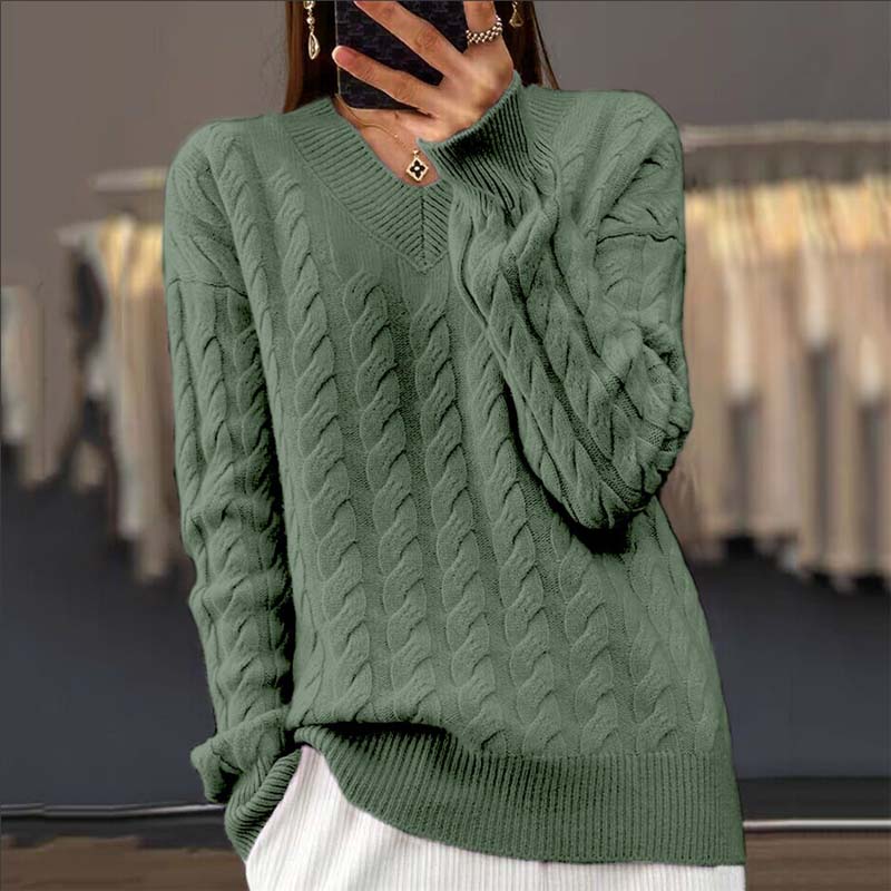Kvinders Strikket V-hals Sweater