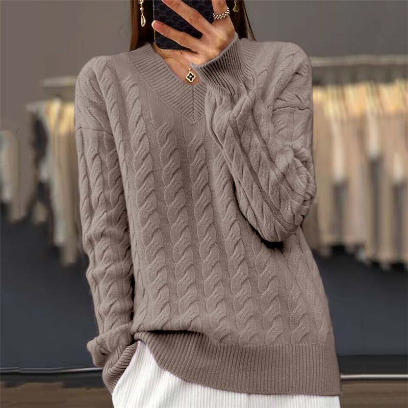 Kvinders Strikket V-hals Sweater