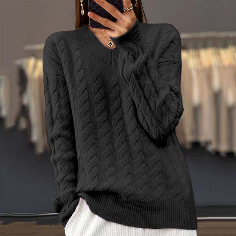 Kvinders Strikket V-hals Sweater