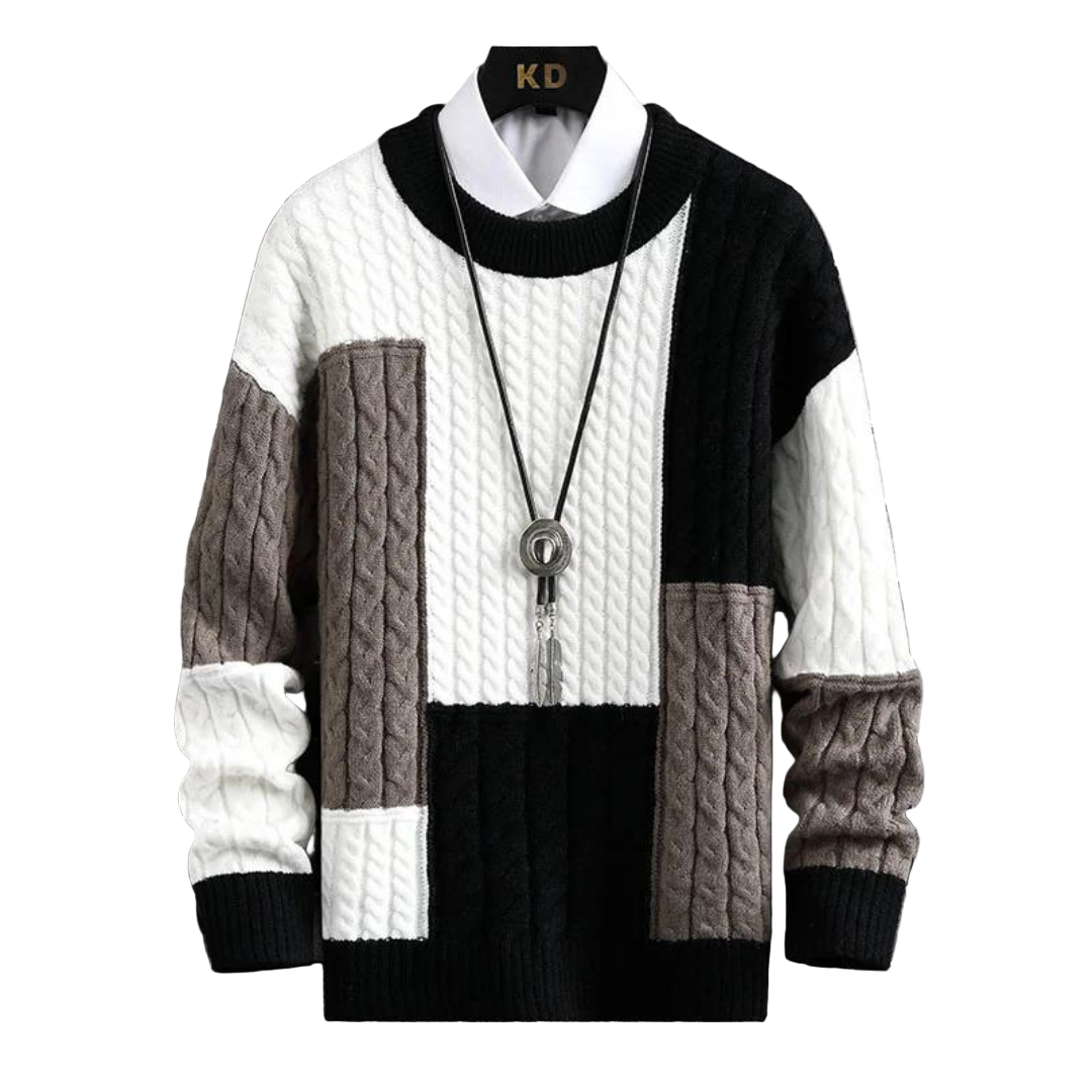 Herre Striktrøje Patchwork Casual Streetwear