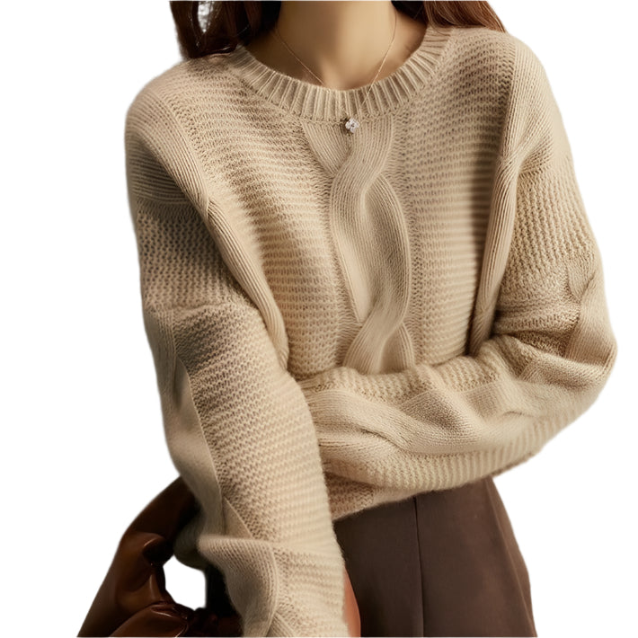 Kvinders Sweater Håndstrikket Blødt Bomuld
