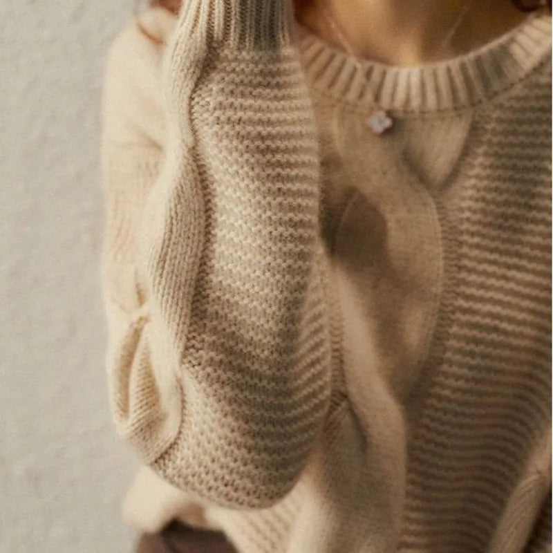 Kvinders Sweater Håndstrikket Blødt Bomuld
