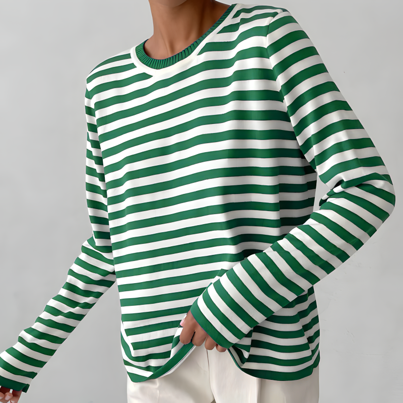 Kvinders T-shirt med Striber til Efteråret