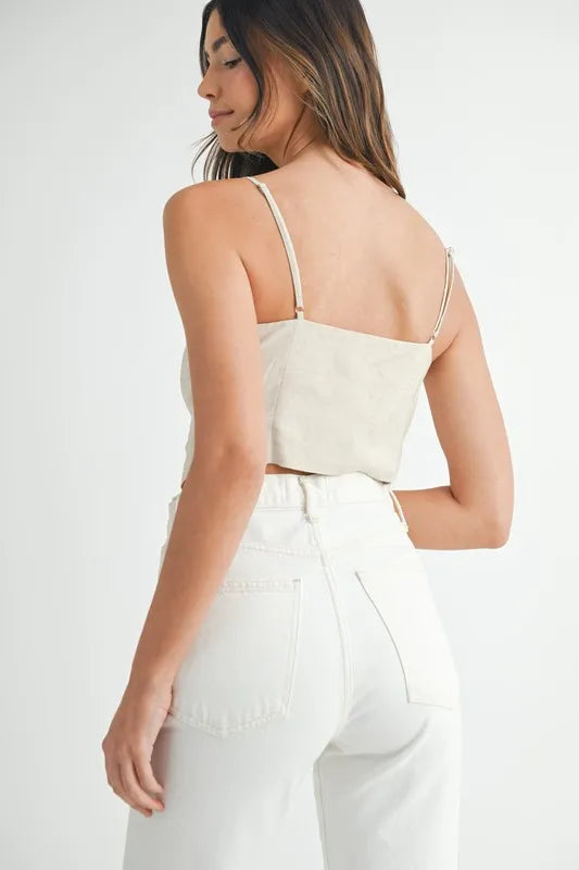 Kvinders Tank Top Knapdesign Linned Rayon