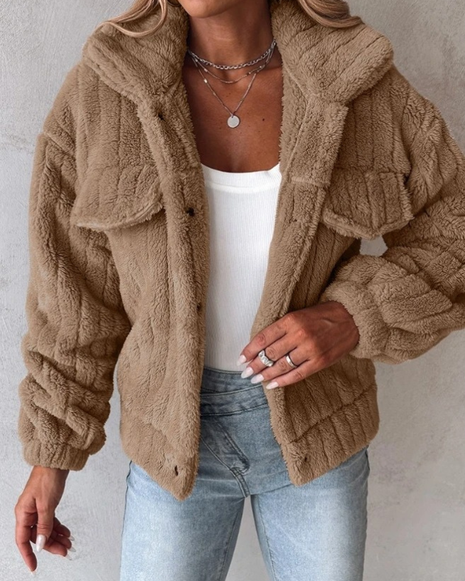 Kvinders Teddy Coat Oversized Fit