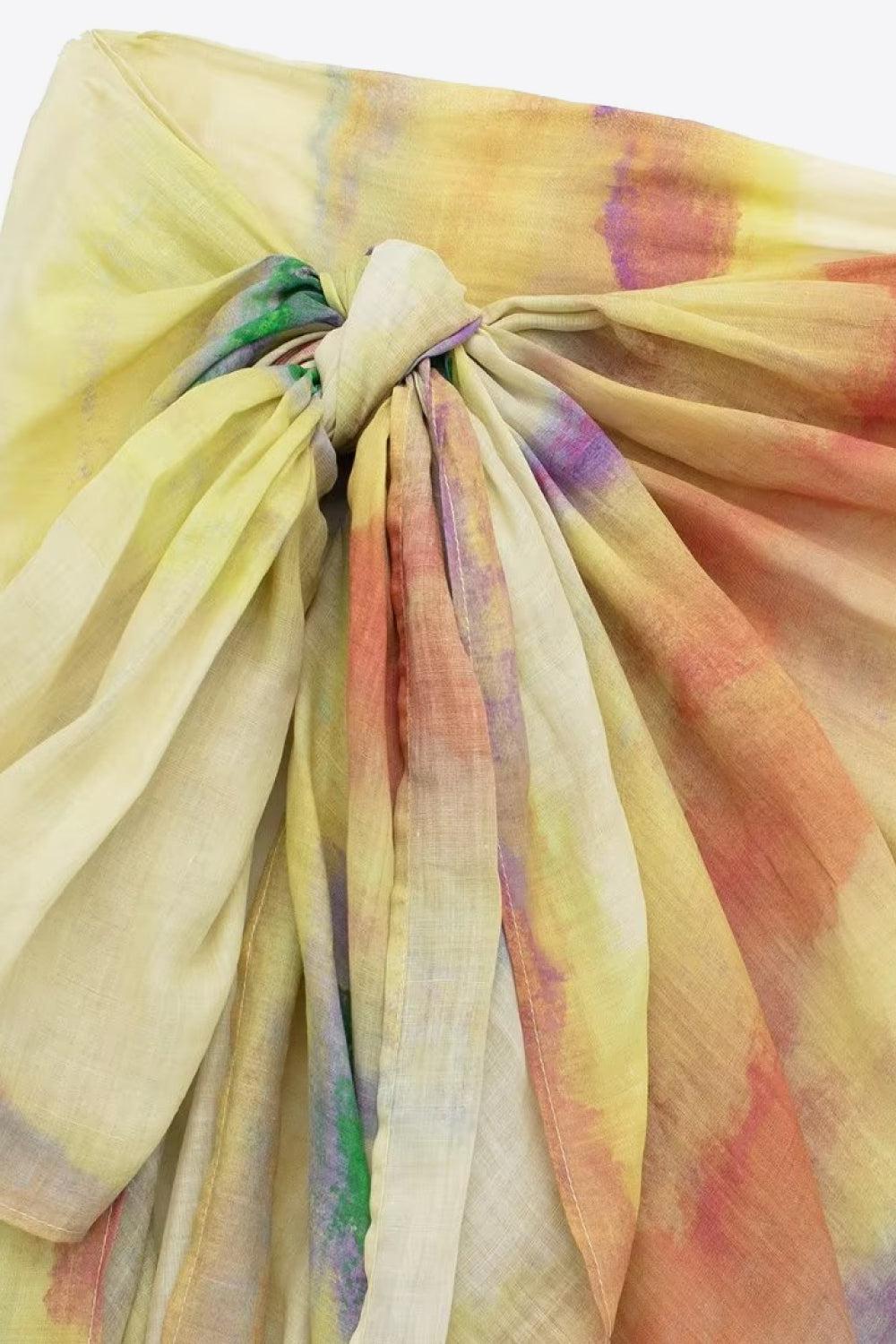 Kvinders Tie-Dye Langærmet Skjorte og Bundet Nederdel Sæt