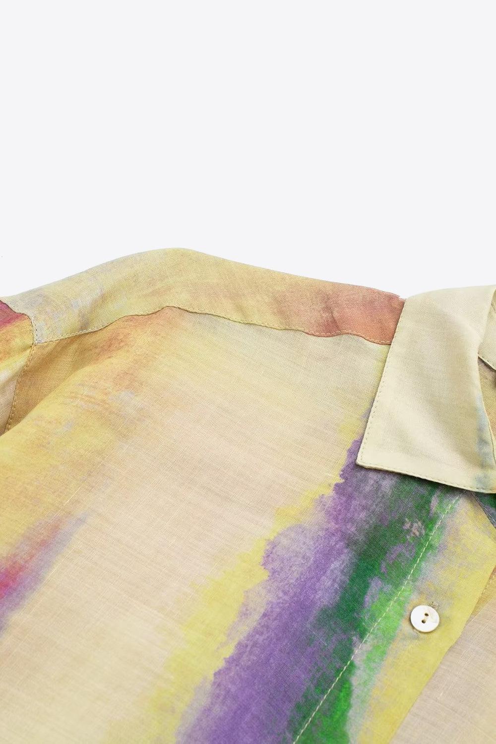Kvinders Tie-Dye Langærmet Skjorte og Bundet Nederdel Sæt