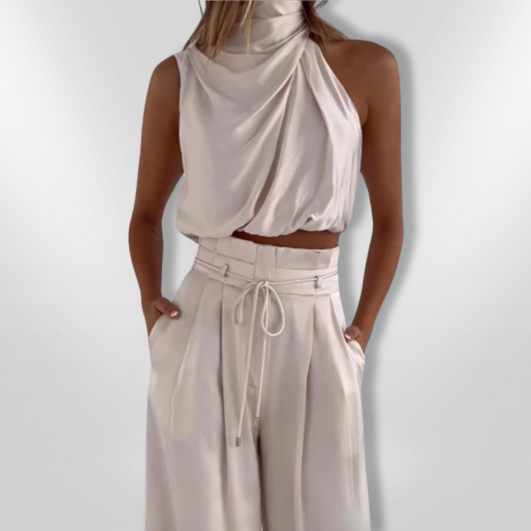 Kvinders To-delt Sæt Elegant Draperet Stil