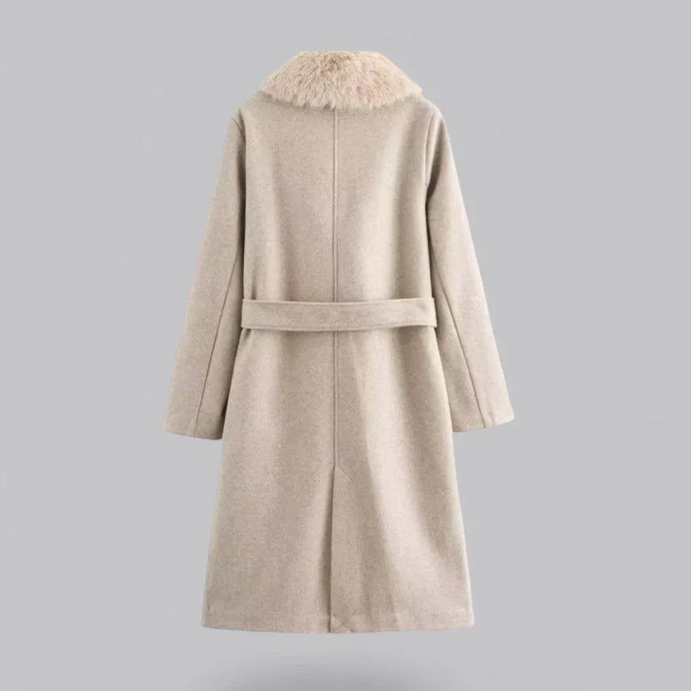 Kvinders Trenchcoat med Pelskant