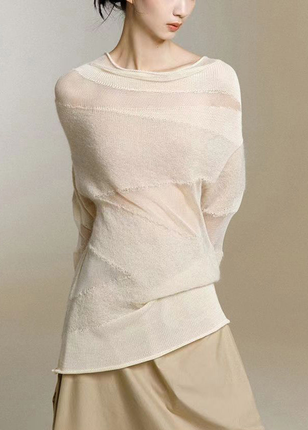 Kvinders Turtleneck Strik Top med Tulle Patchwork