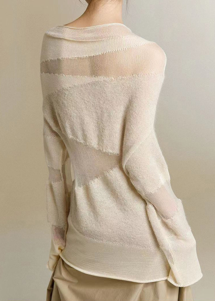 Kvinders Turtleneck Strik Top med Tulle Patchwork