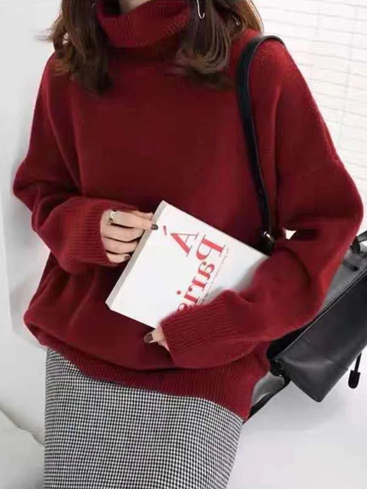 Kvinders Turtleneck Sweater Af Uldblanding Med Ribbede Manchetter