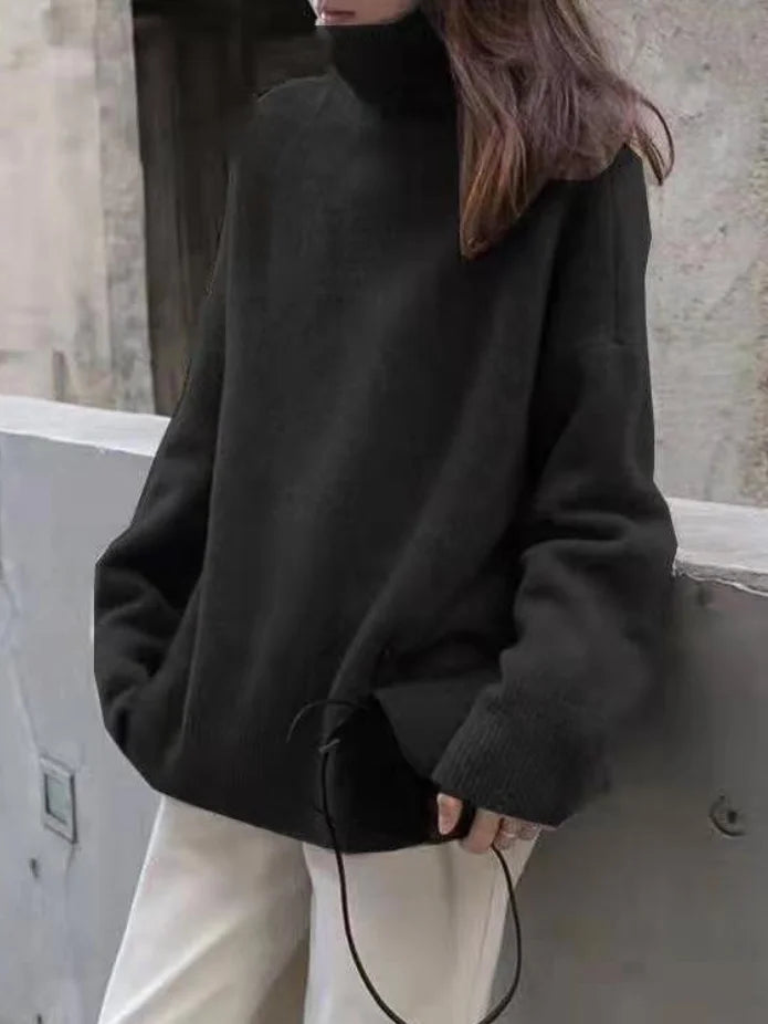 Kvinders Turtleneck Sweater Af Uldblanding Med Ribbede Manchetter