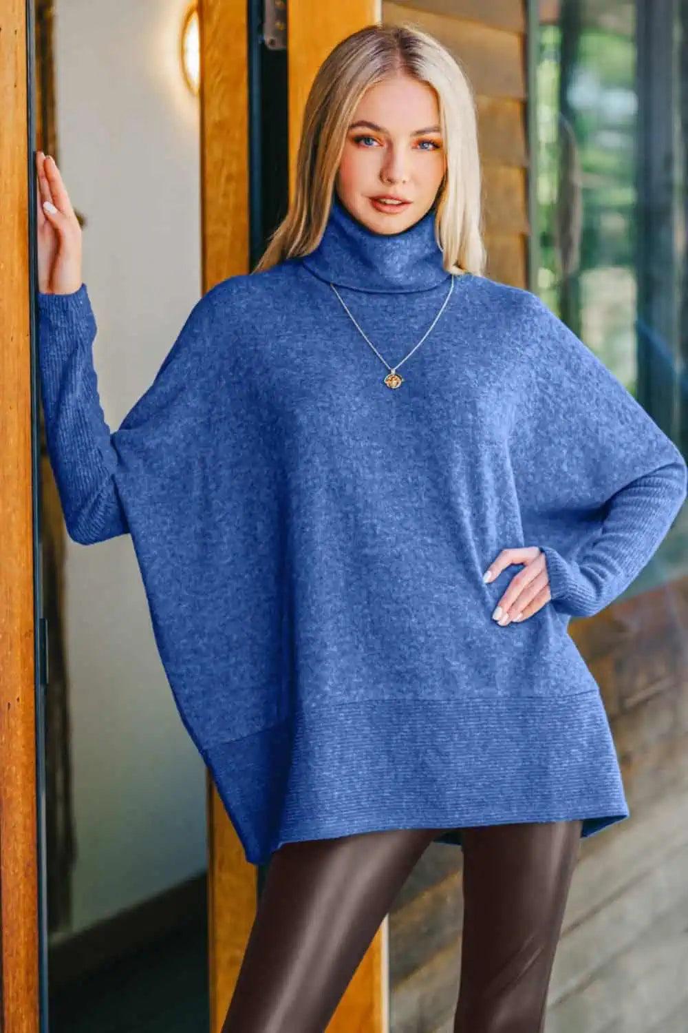 Kvinders Turtleneck Sweater Melange Hacci