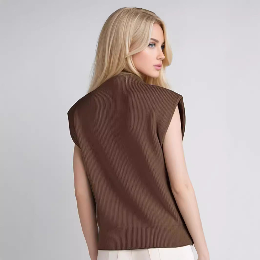 Kvinders Turtleneck Sweater Uden Ærmer i Uldblanding