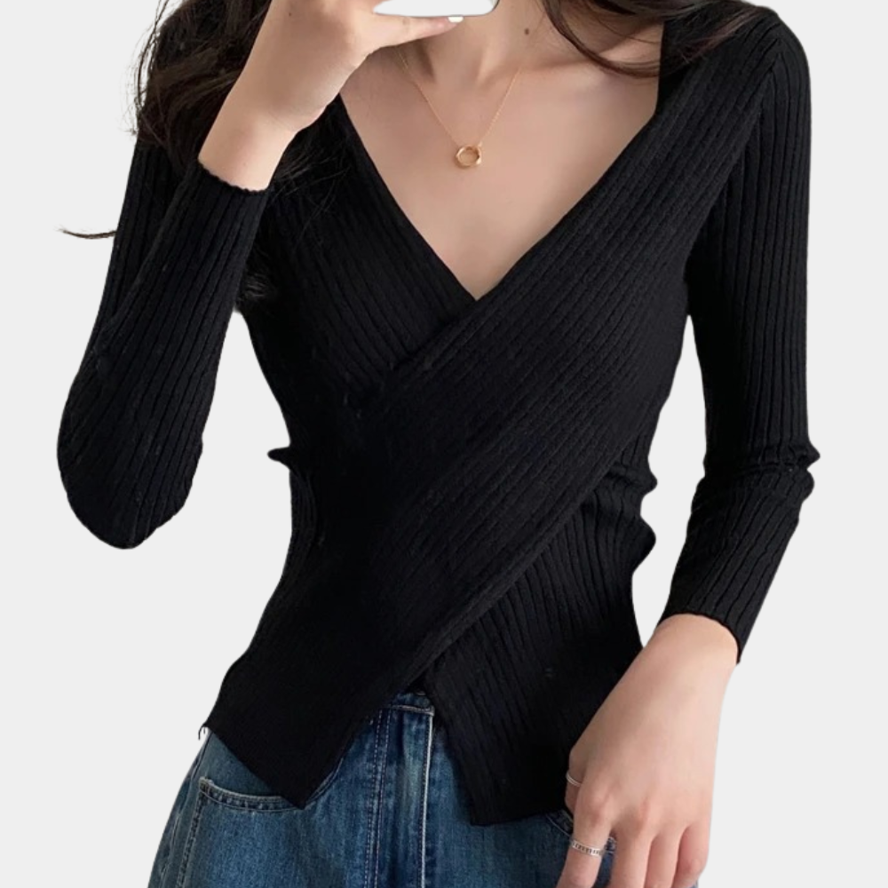 Kvinders V-hals Sweater Trendy Stil