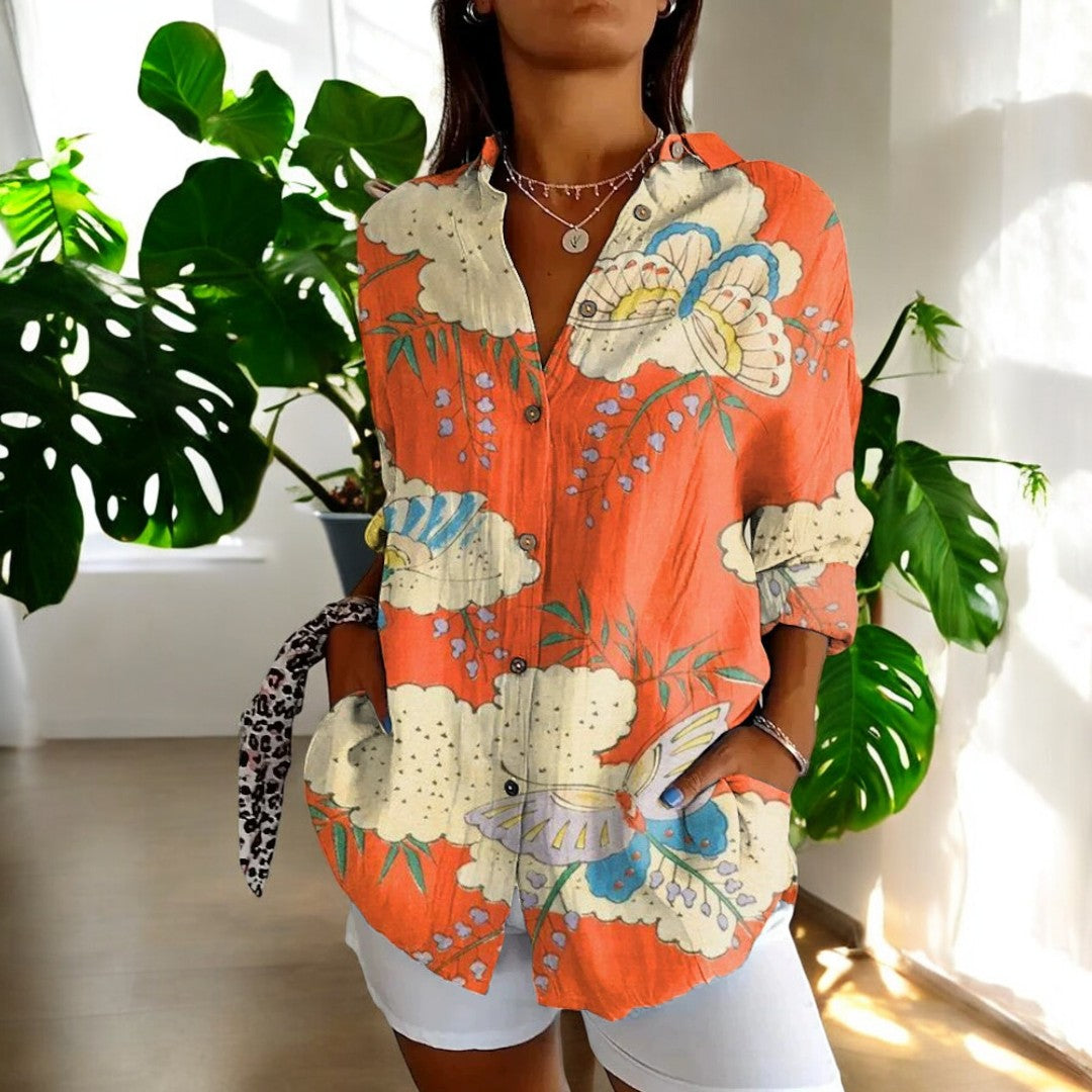Kvinders Vintage Bluse i Smukke Farver