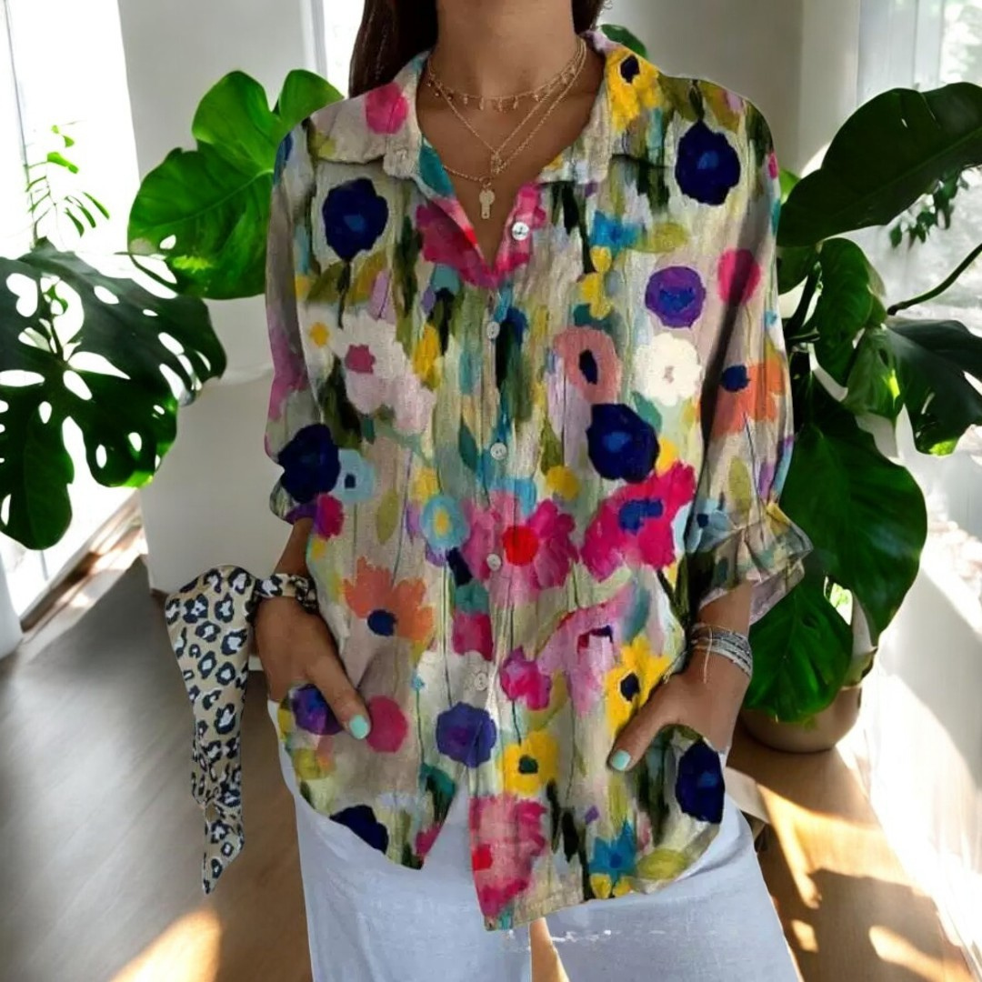 Kvinders Vintage Bluse i Smukke Farver