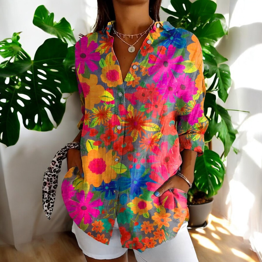 Kvinders Vintage Bluse i Smukke Farver