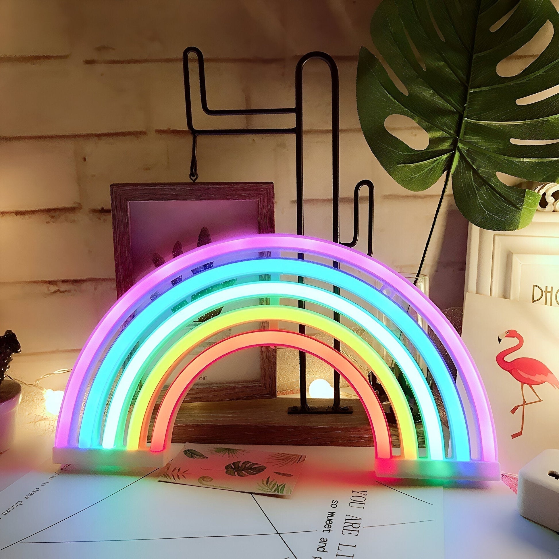 GlowBow - Sødt LED-regnbue-neonskilt til væg- og bordudstilling
